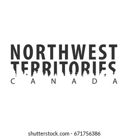 Northwest Territories. Canada. Text or labels with silhouette of forest