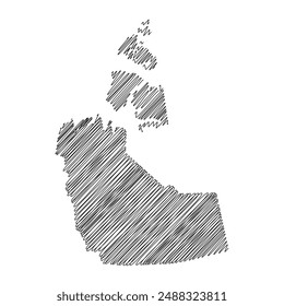 Ilustración vectorial de línea de mapa de subprocesos de Territorios del Noroeste de Canadá
