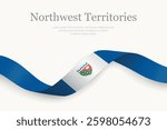 Northwest Territories Flag on Waving Ribbon with Elegant Design. Province of Canada