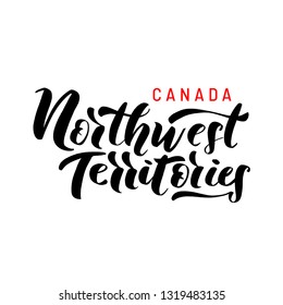 Northwest Territories. Hand drawn lettering of Canada's province for tourist signs, tourist map of the province. Logo, banner. Unique freehand lettering.