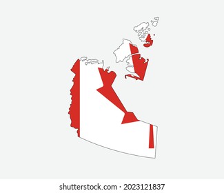 Northwest Territories Map on Canadian Flag. NT, CA Territory Map on Canada Flag. EPS Vector Graphic Clipart Icon