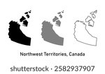 northwest territories province, Canada map illustration isolated on background. map in black, gray, and outlines	
