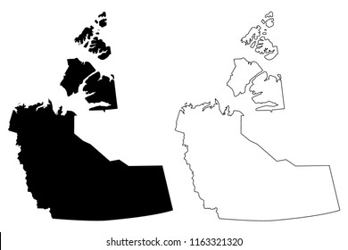 Northwest Territories (provinces and territories of Canada) map vector illustration, scribble sketch Northwest Territories map