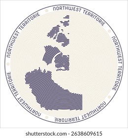 Northwest Territories round logo design. Province shape build of rings. Northwest Territories text around the province. Vector Illustration.
