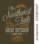 Northwest trail adventure camp great outdoor vintage vector print for boy t shirt