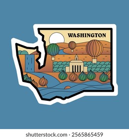 Northwest United States Washington retro sticker patch design. Flat vector illustration.