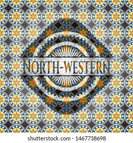 North-western arabic style emblem. Arabesque decoration.