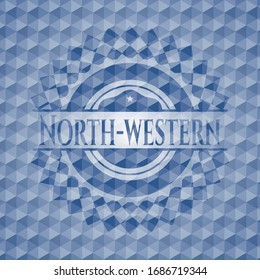 Blaues Hexagonemblem im Nordwesten. Vektorillustration Illustration. Detaillierte Angaben.