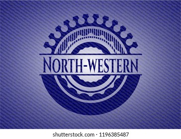 North-western emblem with jean texture