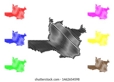 North-Western Province (Provinces of Zambia, Republic of Zambia) map vector illustration, scribble sketch North Western map