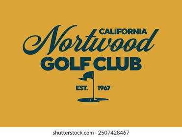 Nortwood Golf Club estampado vintage para camiseta. Diseño Hipster de moda. Ilustración vectorial