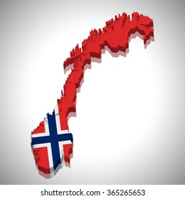 Norway -3D map and flag