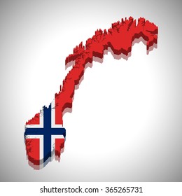 Norway -3D map and flag