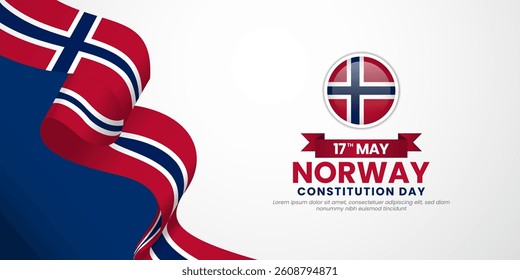Norway 3d National flag for Norway Independence Day banner background with copyspace area