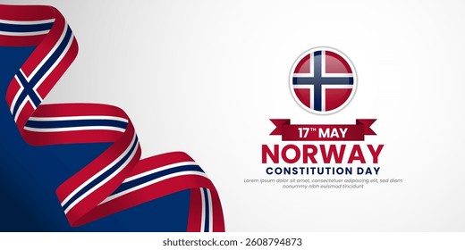 Norway 3d National flag for Norway Independence Day banner background with copyspace area