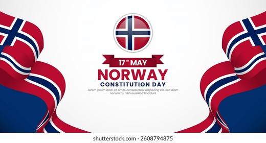 Norway 3d National flag for Norway Independence Day banner background with copyspace area