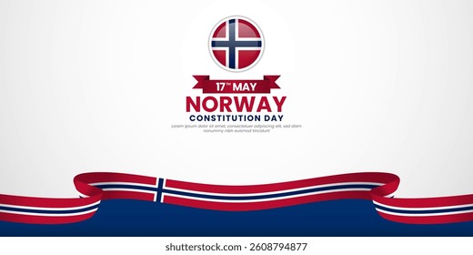 Norway 3d National flag for Norway Independence Day banner background with copyspace area