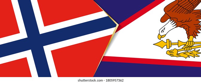 Banderas de Noruega y Samoa Americana, dos banderas vectoriales símbolo de relación o enfrentamiento.