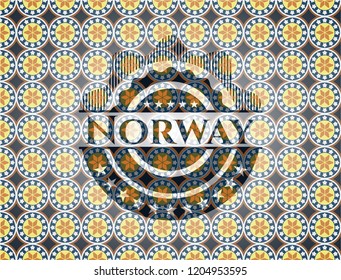 Norway arabic badge background. Arabesque decoration.