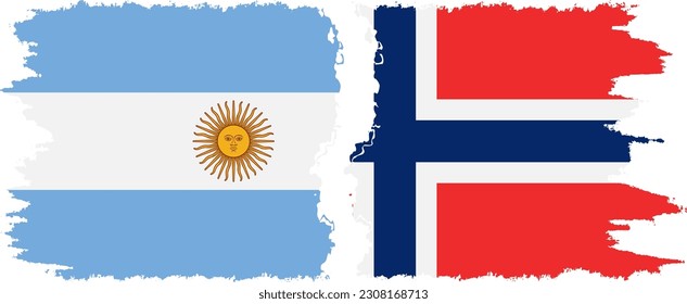 Norway and Argentina grunge flags connection, vector