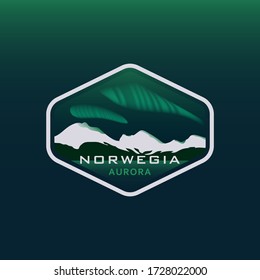  Norway Aurora Sky Green Logo design Emblem Badge Illustration Mountain