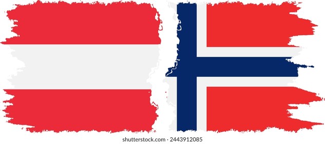 Norway and Austria grunge flags connection, vector