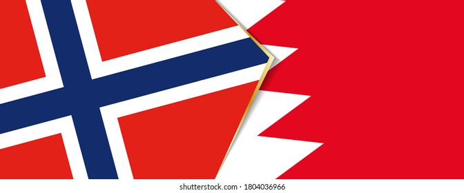 Norway and Bahrain flags, two vector flags symbol of relationship or confrontation.