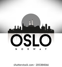 Norway, Black Skyline Design, vector illustration. Typographic city silhouette
