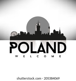 Norway, Black Skyline Design, vector illustration. Typographic city silhouette