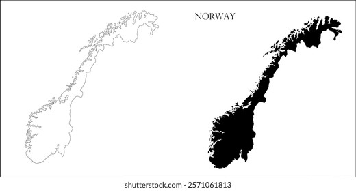 Norway Blank Map, Norway Map Outline Vector Images