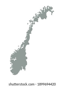 Norway blank map silhouette. High detailed editable gray map of Norway. European country borders vector illustration on white background