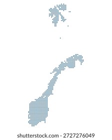 Norwegen Blue Dotted Vector Map mit transparentem Hintergrund für grüne Data Hubs. Karte von Norwegen gepunkteten Stil.