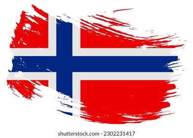 Fondo vectorial del indicador de trazo de pincel de Noruega. Banner aislado de color noruego pintado a mano con un estilo grunge.