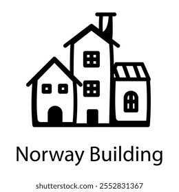 Icono de construcción de Noruega en estilo doodle 