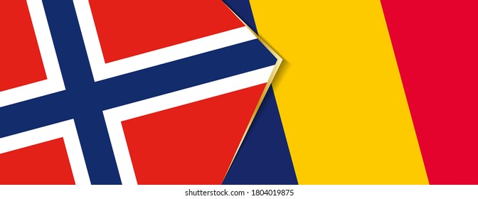 Norway and Chad flags, two vector flags symbol of relationship or confrontation.