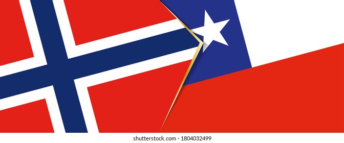 Norway and Chile flags, two vector flags symbol of relationship or confrontation.