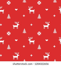 Norway Christmas Festive Sweater Fair isle Design. Seamless Jacquard  Vector Pattern. 