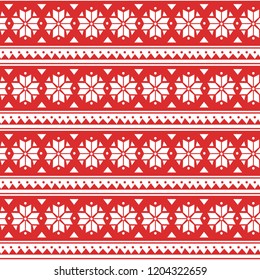 Norway Christmas Festive Sweater Fair isle Design. Seamless Jacquard  Vector Pattern. 