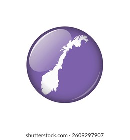 Norway Circle Button Country Map Vector Template