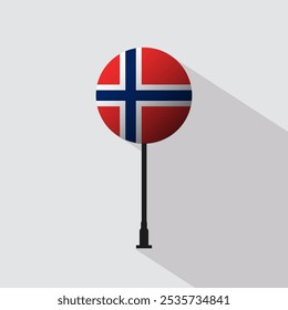 Ilustración vectorial de bandera de signo de círculo de Noruega