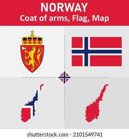 Norway Coat of Arms, Flag and Map