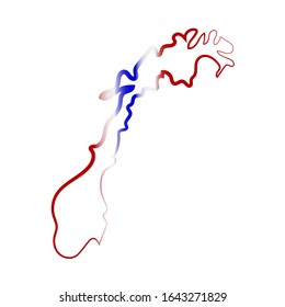 Norway coloring the contour map. Vector background. Outline