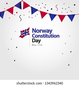 Norway Constitution Day Flag Vector Template Design Illustration