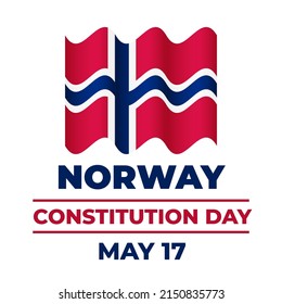 Norway Constitution Day typography poster. Norwegian National holiday on May 17. Vector template for banner, flyer, greeting card, etc.