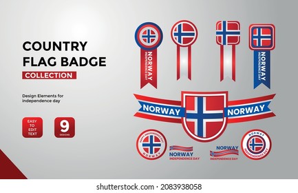 Norway Country flag badge collection, Norway flag label design collection