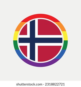 Norway country flag circle - lgbt flag graphic element Illustration template design
