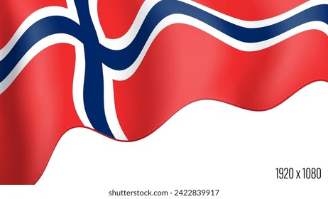 Norway country flag realistic independence day background. Norwegian commonwealth banner in motion waving, fluttering in wind. Festive patriotic HD format template for independence day