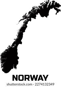  Norwegische Landkarte auf Schwarz. Mit der Überschrift des Ländernamens "NORWEGEN".