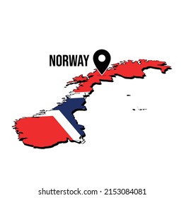 Norway Country Map Flag Perfect To Used For Infographic
