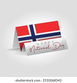 Bandeira de papel da Noruega no chão. Feliz dia nacional bandeira design.